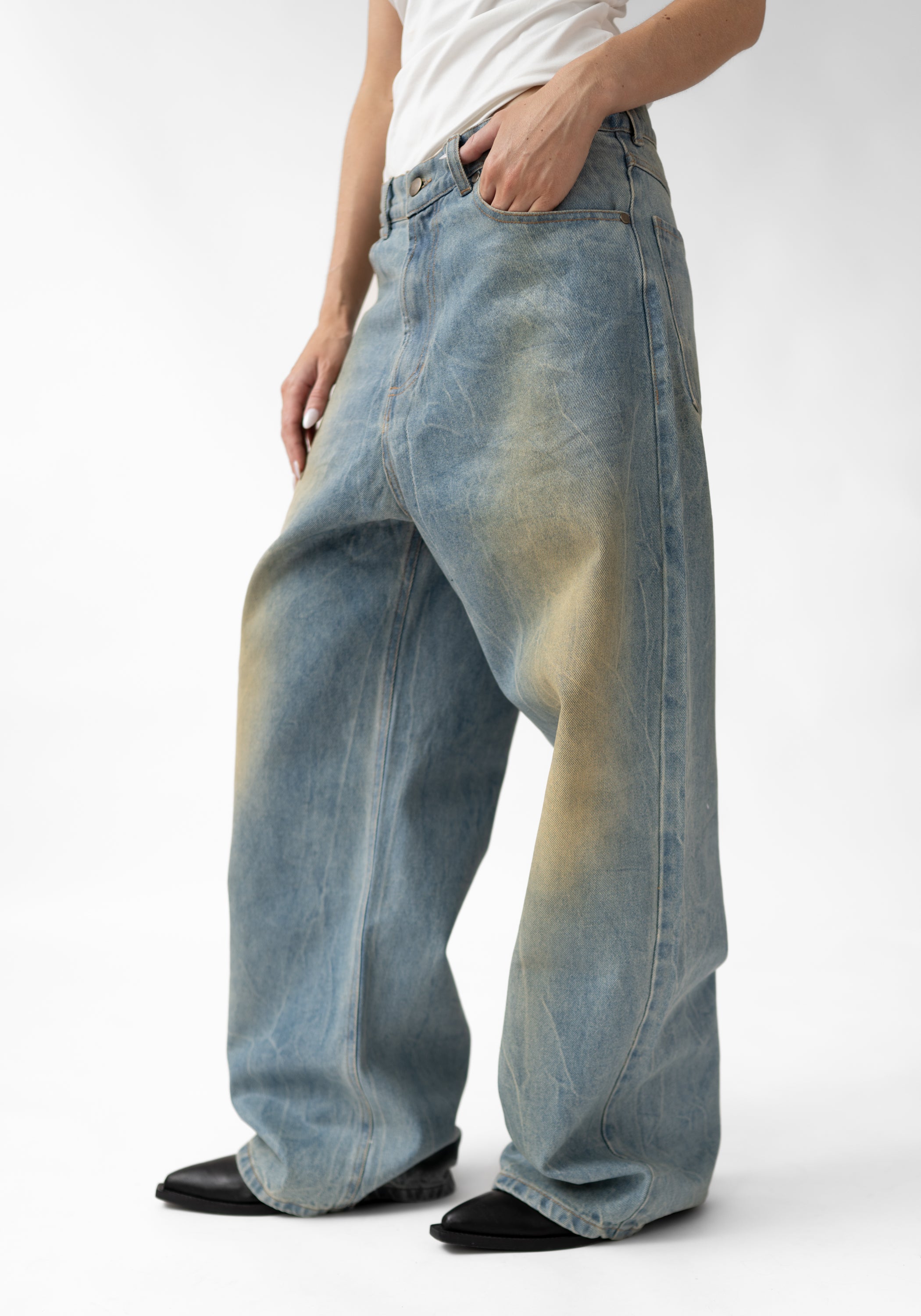 Oversized Coated Bolo Jeans