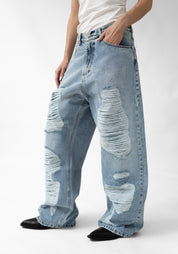 Oversized Distressed Bolo Jeans