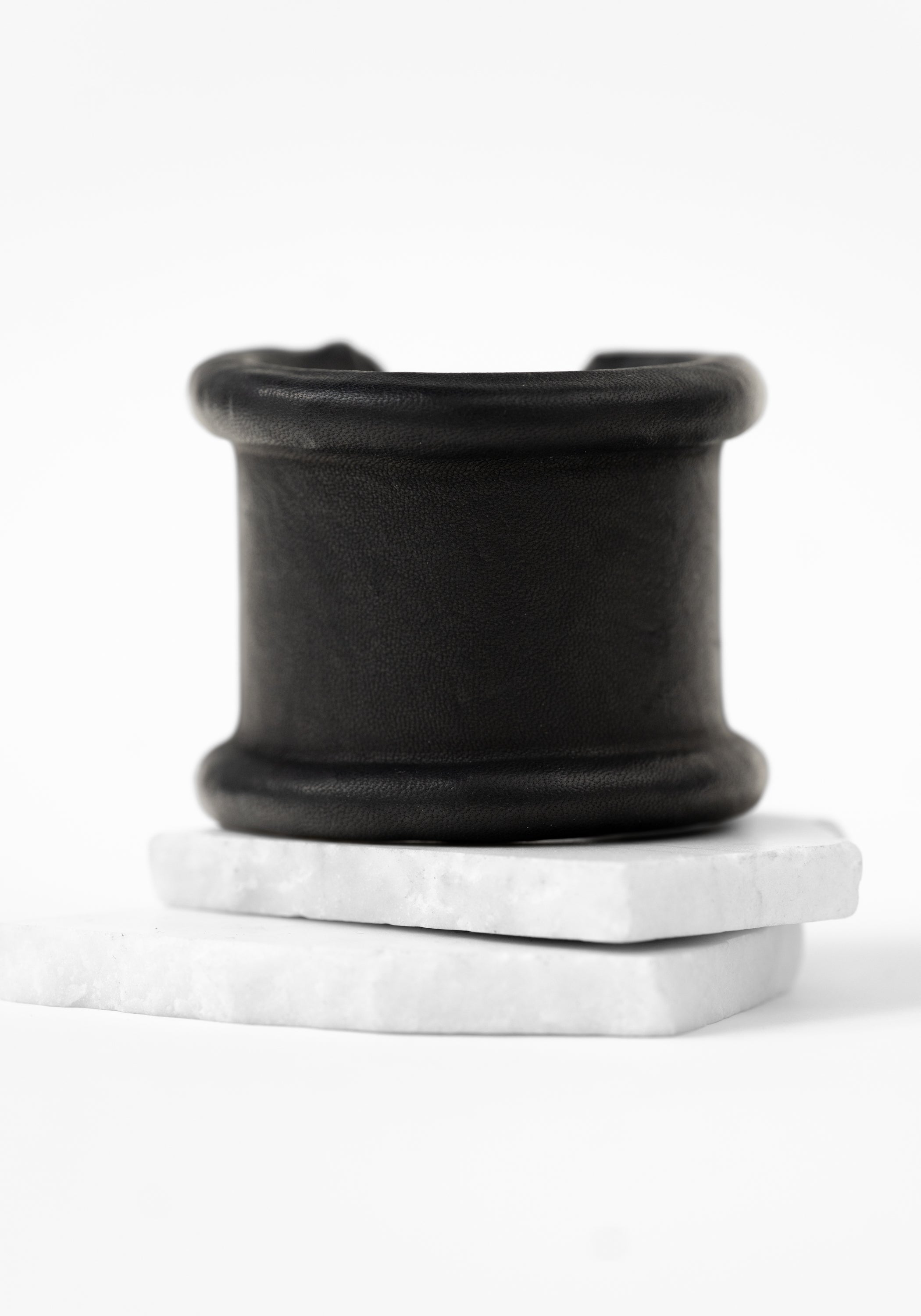 Line Black Leather Cuff