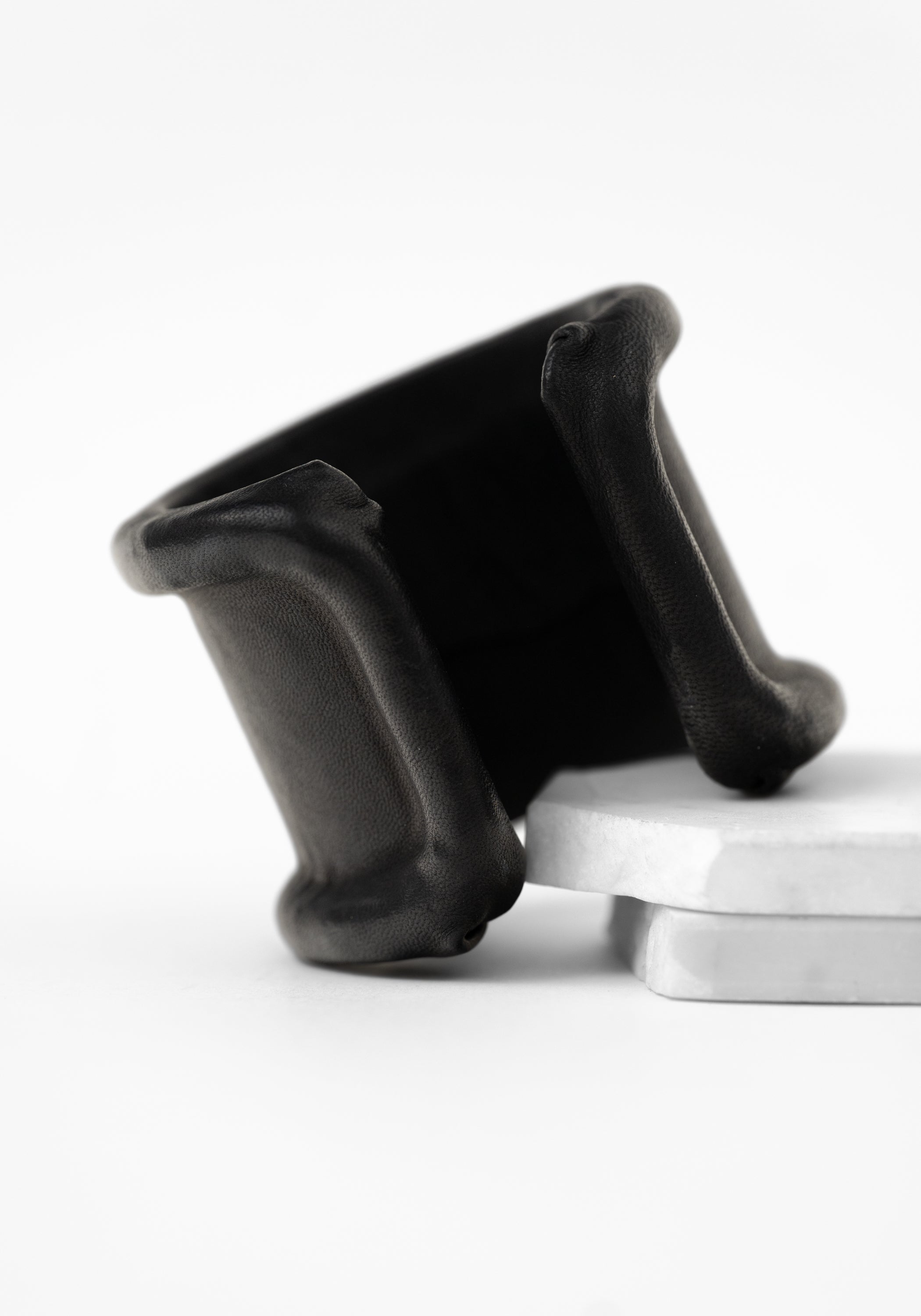 Line Black Leather Cuff