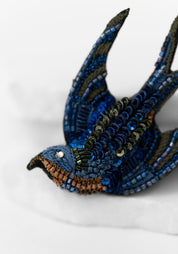 Singing Swallow Embroidered Pin