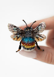 Striped Bee Embroidered Pin
