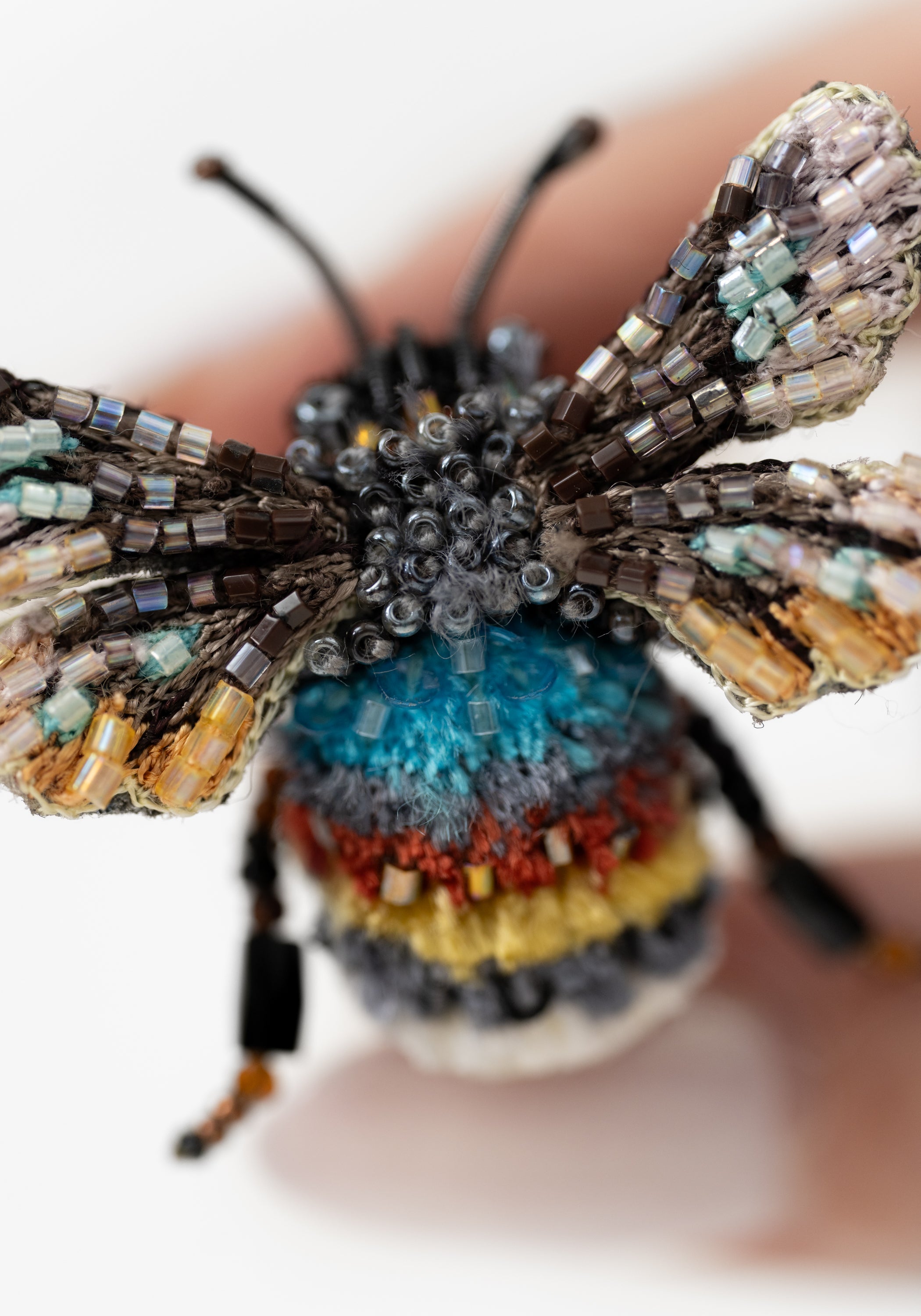 Striped Bee Embroidered Pin
