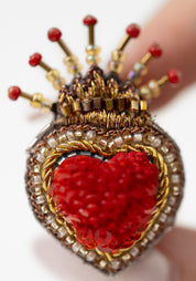 Queen Of Hearts Embroidered Pin