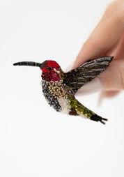 Sparkling Hummingbird Embroidered Pin