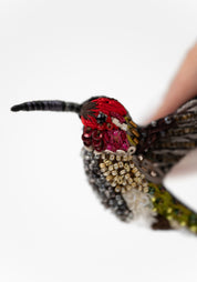 Sparkling Hummingbird Embroidered Pin