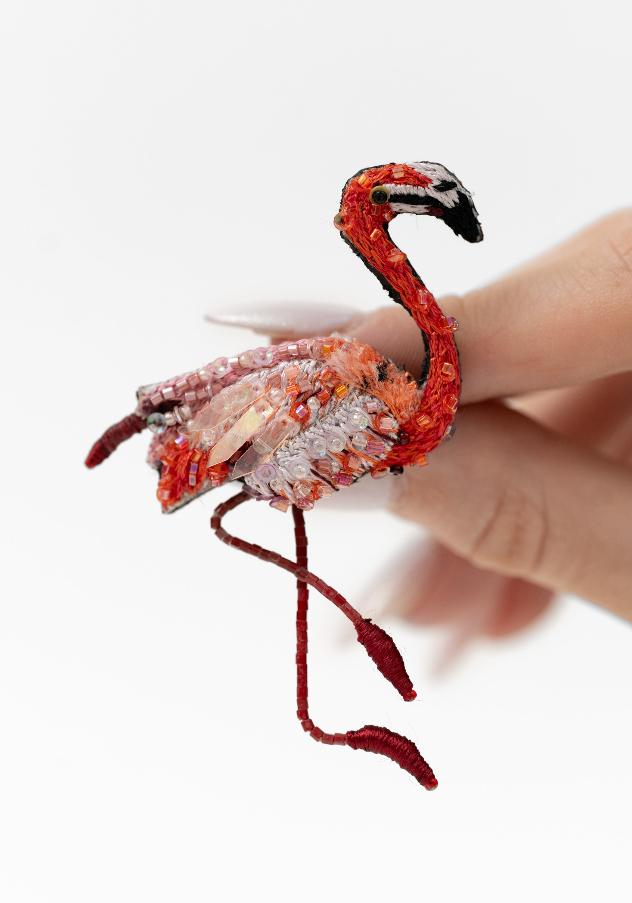 Caribbean Flamingo Embroidered Pin