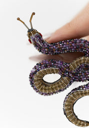 Amethyst Snake Embroidered Pin