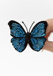 Blue Morpho Embroidered Pin