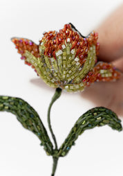 Yellow Red Parrot Tulip Embroidered Pin