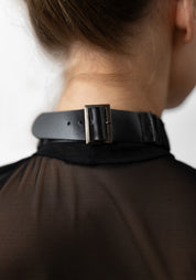Black Wave Draped Chain Detail Necklace