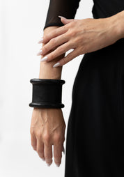 Line Black Leather Cuff