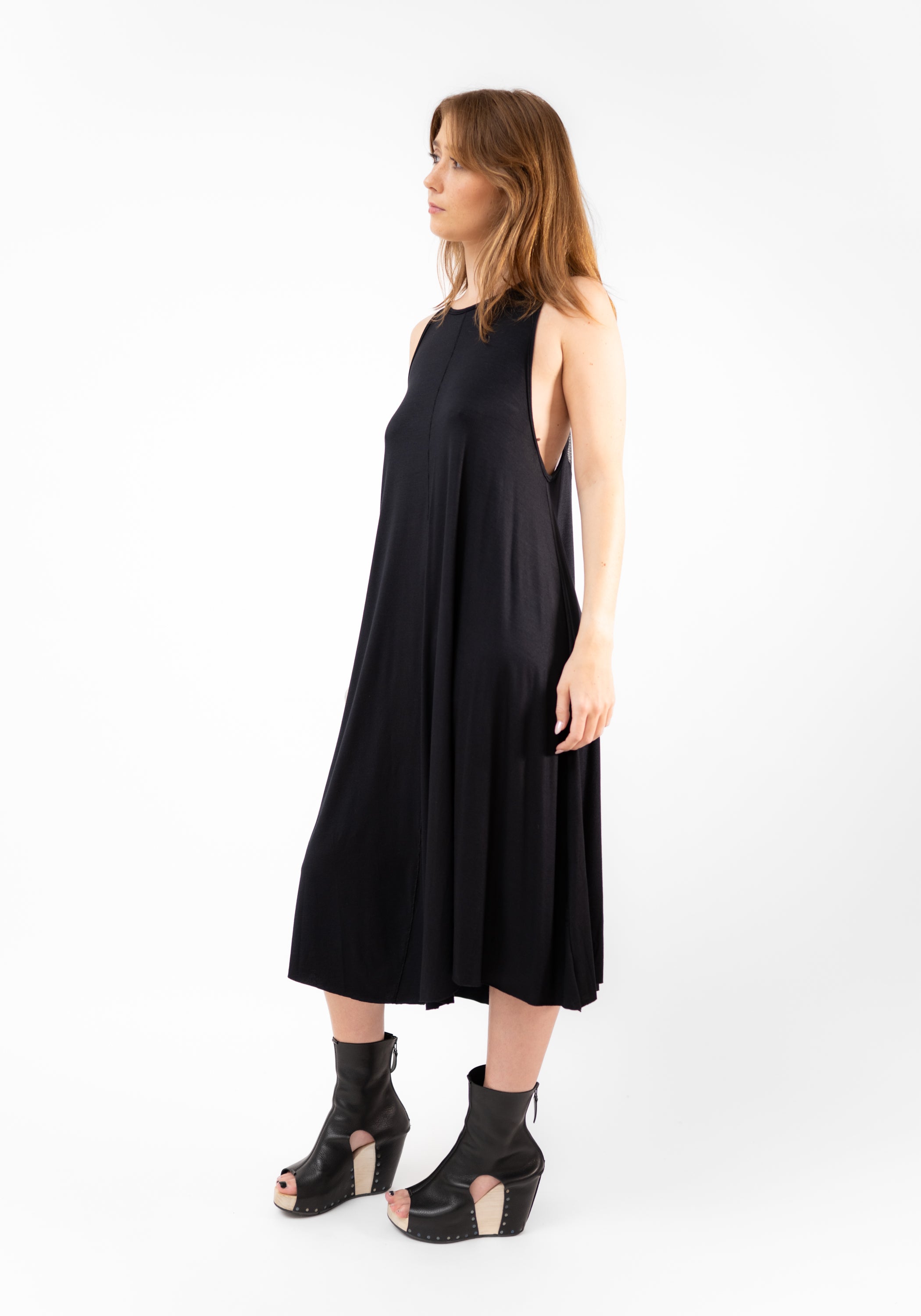 Clavicle Mesh Panel A-Line Jersey Dress