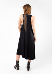 Clavicle Mesh Panel A-Line Jersey Dress