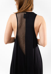 Clavicle Mesh Panel A-Line Jersey Dress