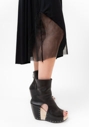 Clavicle Mesh Panel A-Line Jersey Dress