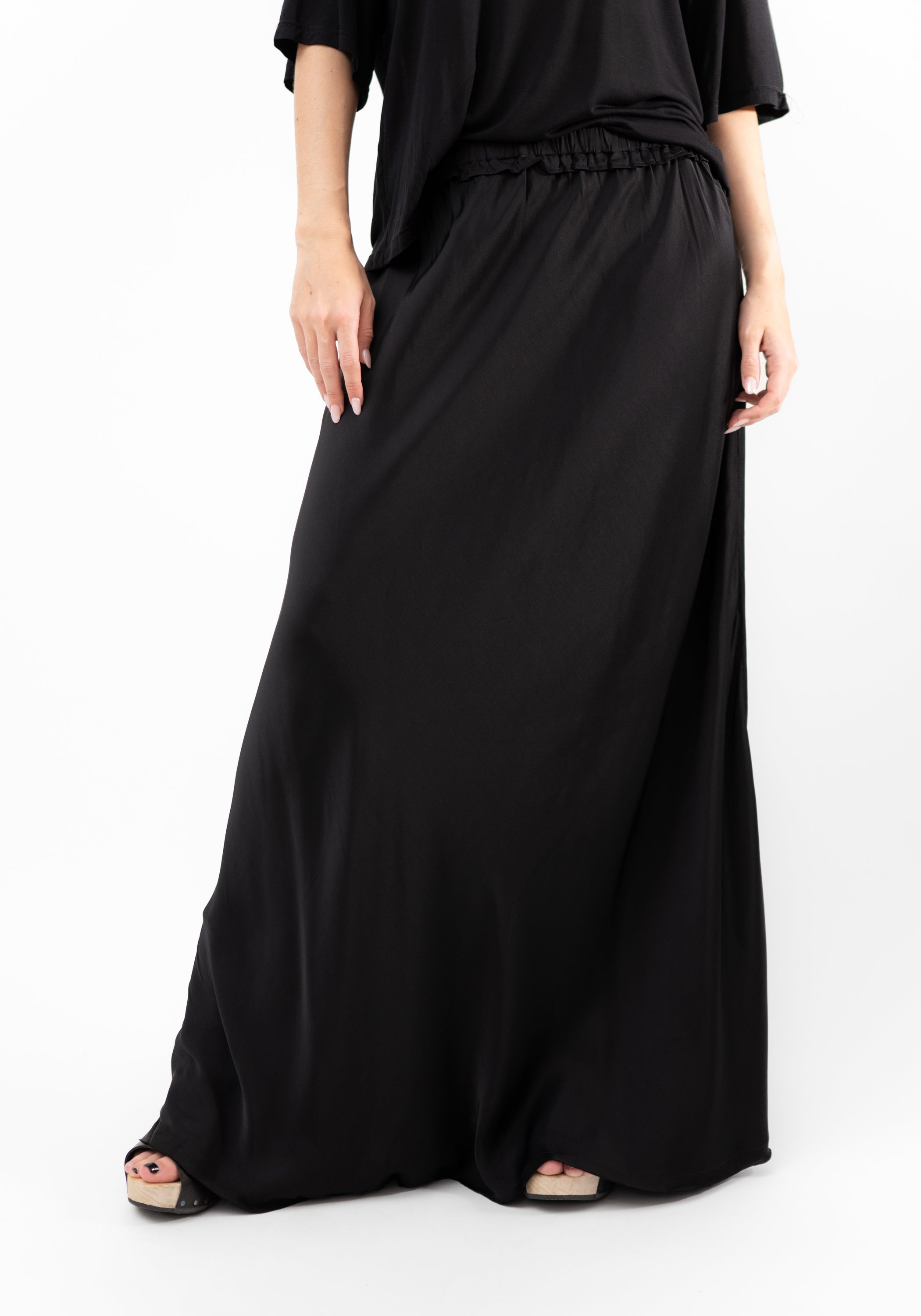 Albatross Black Satin Maxi Skirt - December Thieves