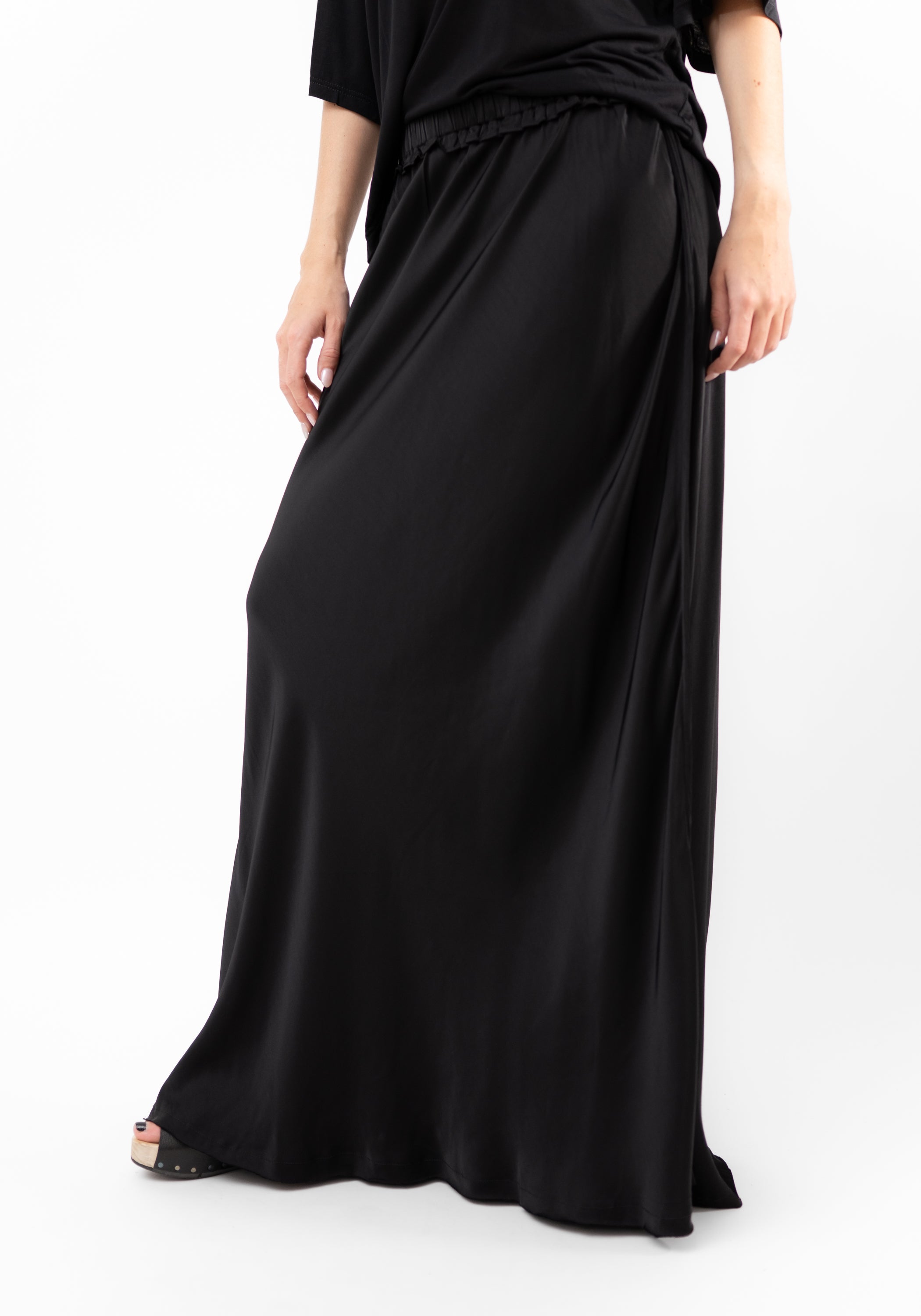 Albatross Black Satin Maxi Skirt - December Thieves