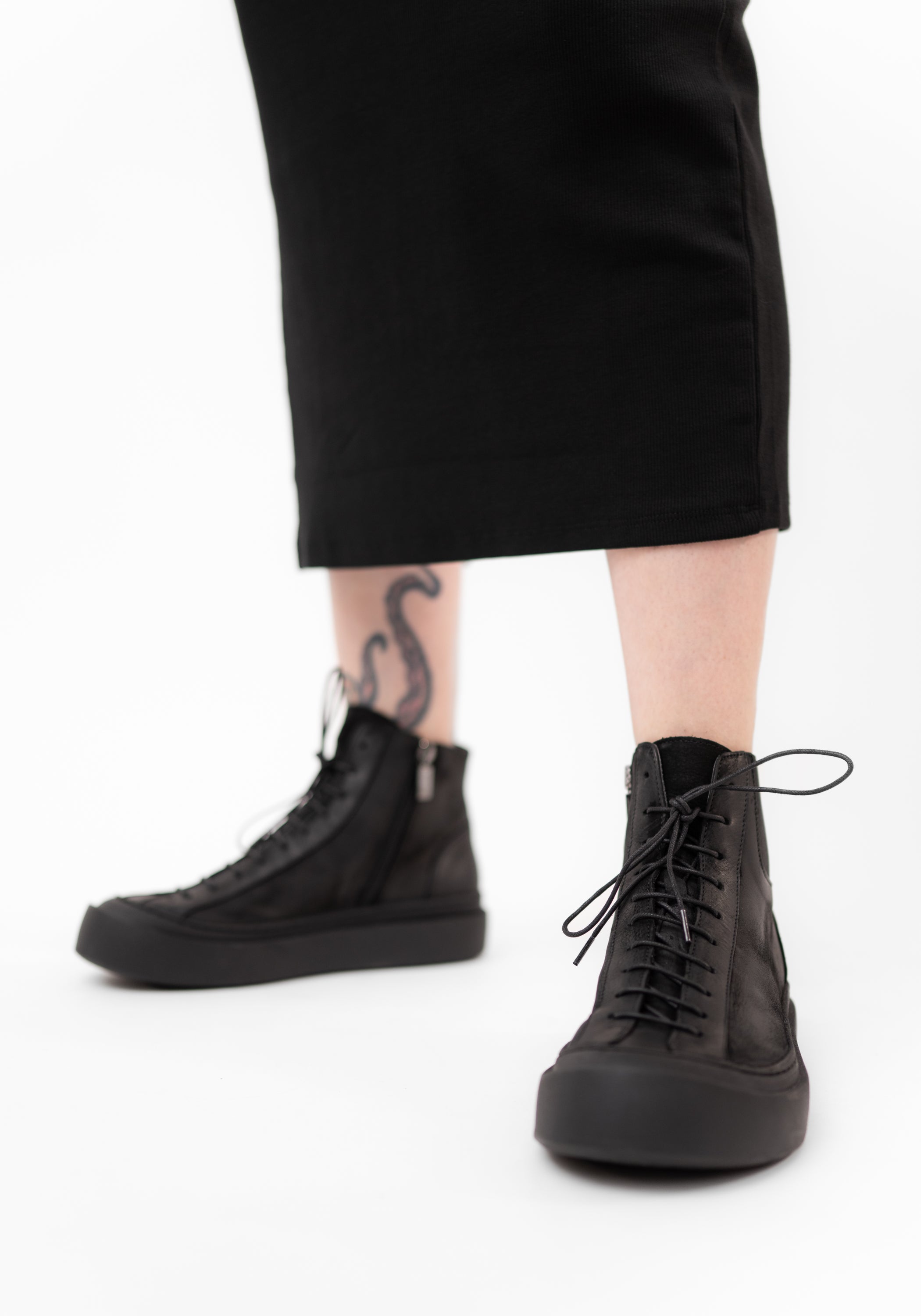Black Leather Sneaker Boot - December Thieves