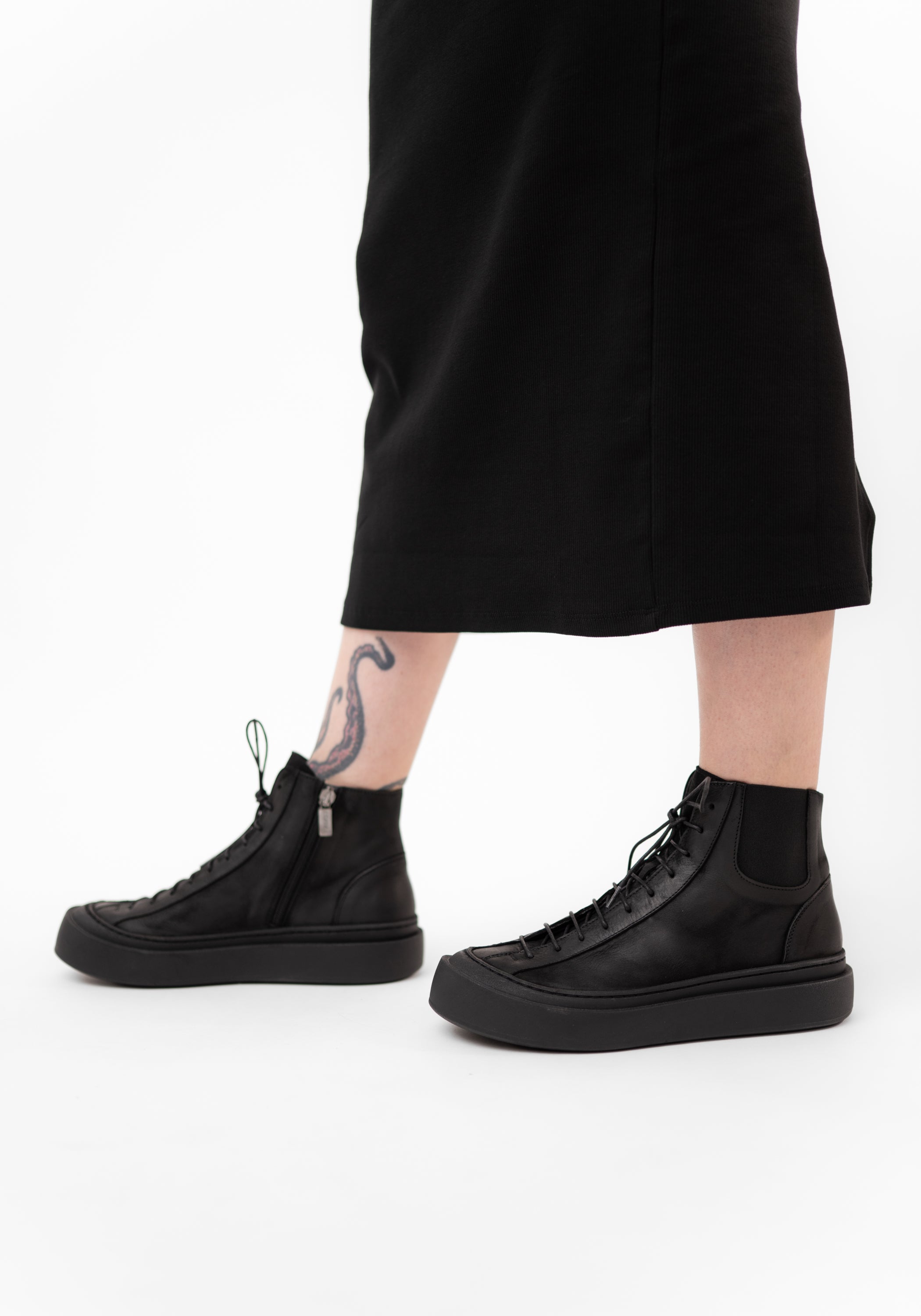 Black Leather Sneaker Boot - December Thieves