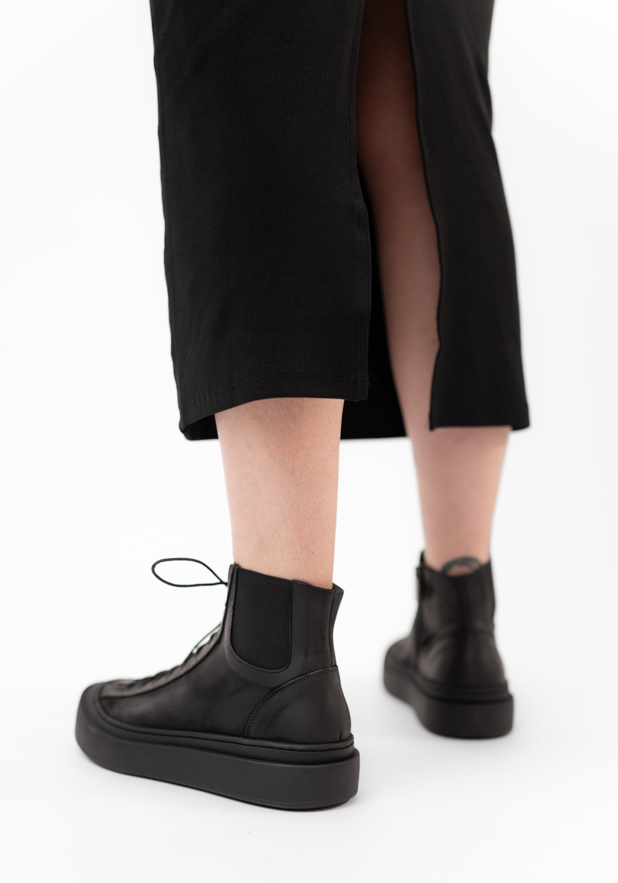 Black Leather Sneaker Boot - December Thieves