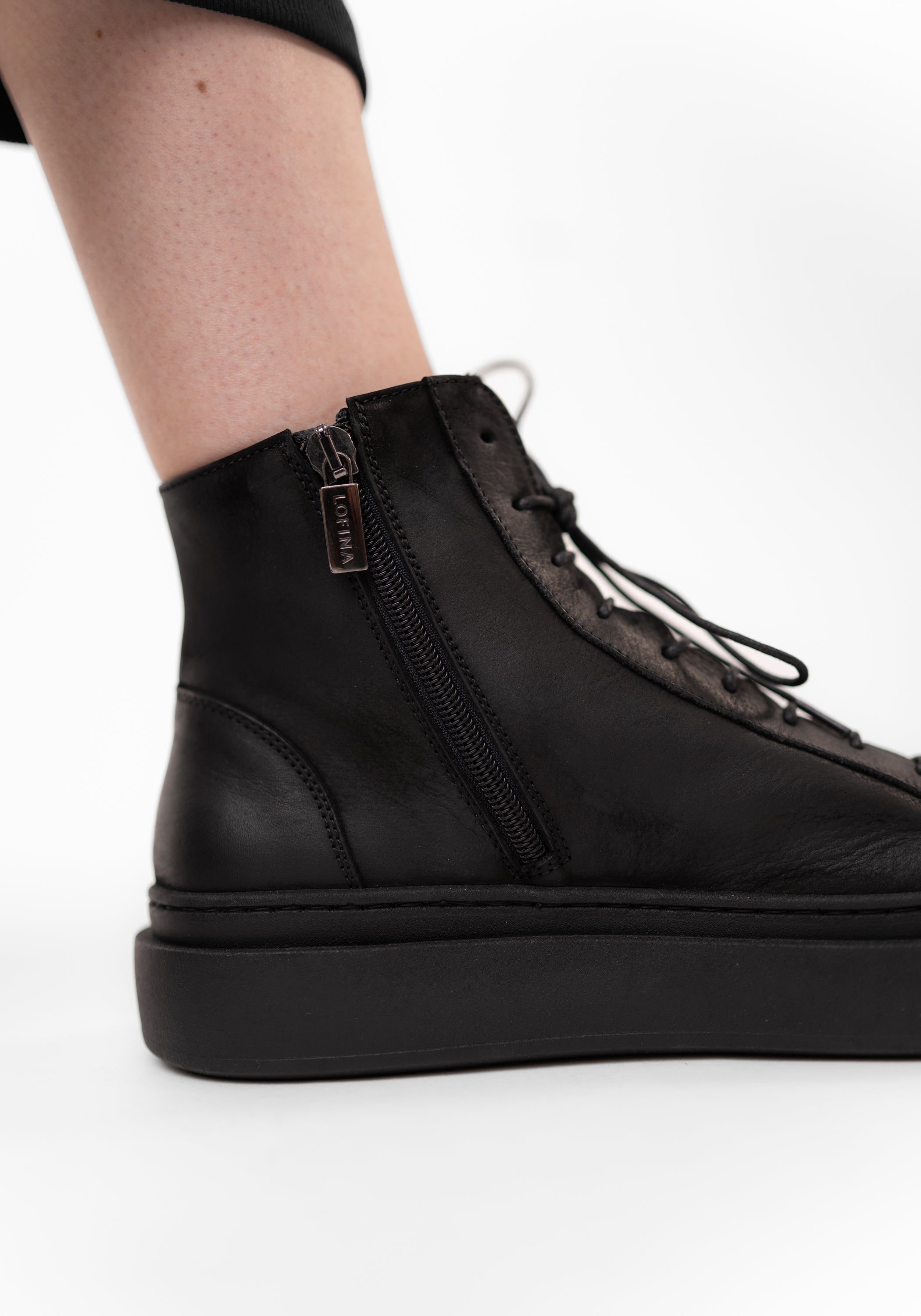 Black Leather Sneaker Boot - December Thieves