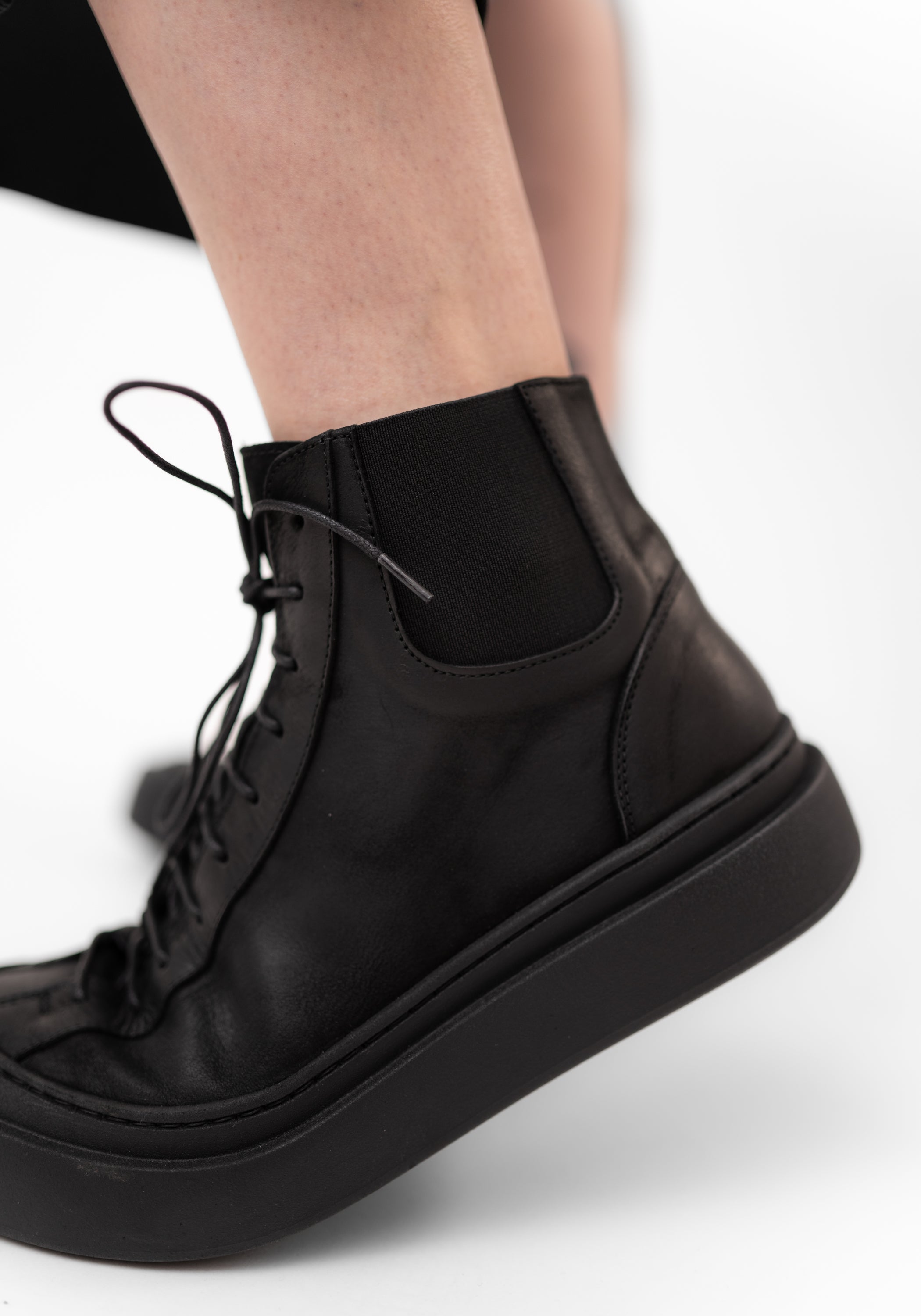 Black Leather Sneaker Boot - December Thieves