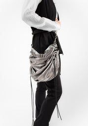 Large Pewter Leather Money Bag