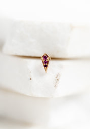 Single 9K Gold Mini Ruby Rhombus Stud