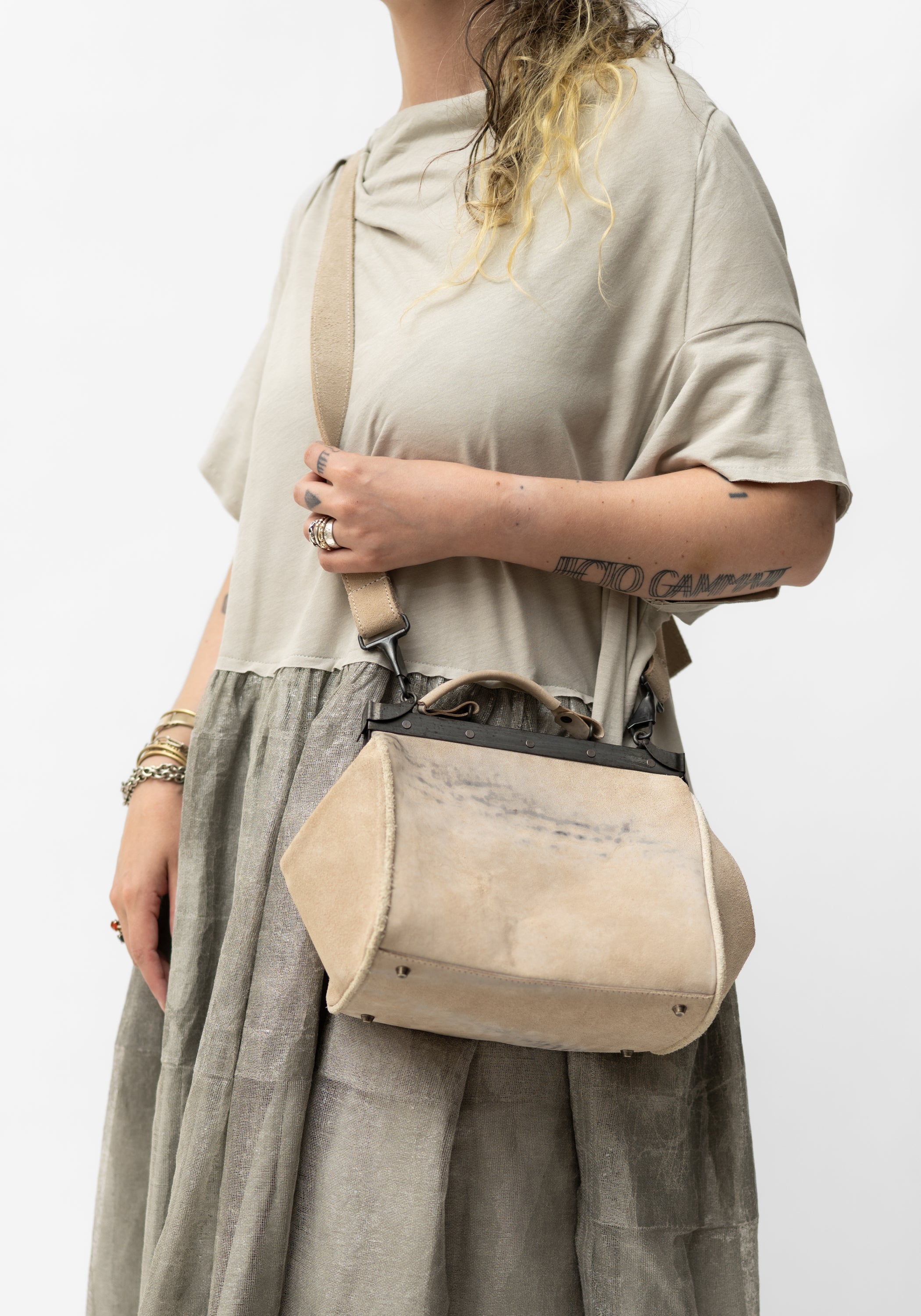 Petite Cream Leather Antique Hardware Bag