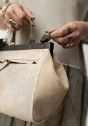 Petite Cream Leather Antique Hardware Bag