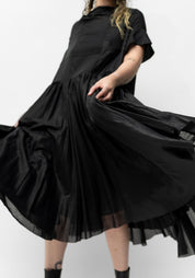 Semi-Sheer Oversized Pleated Dress