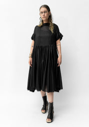 Semi-Sheer Oversized Pleated Dress