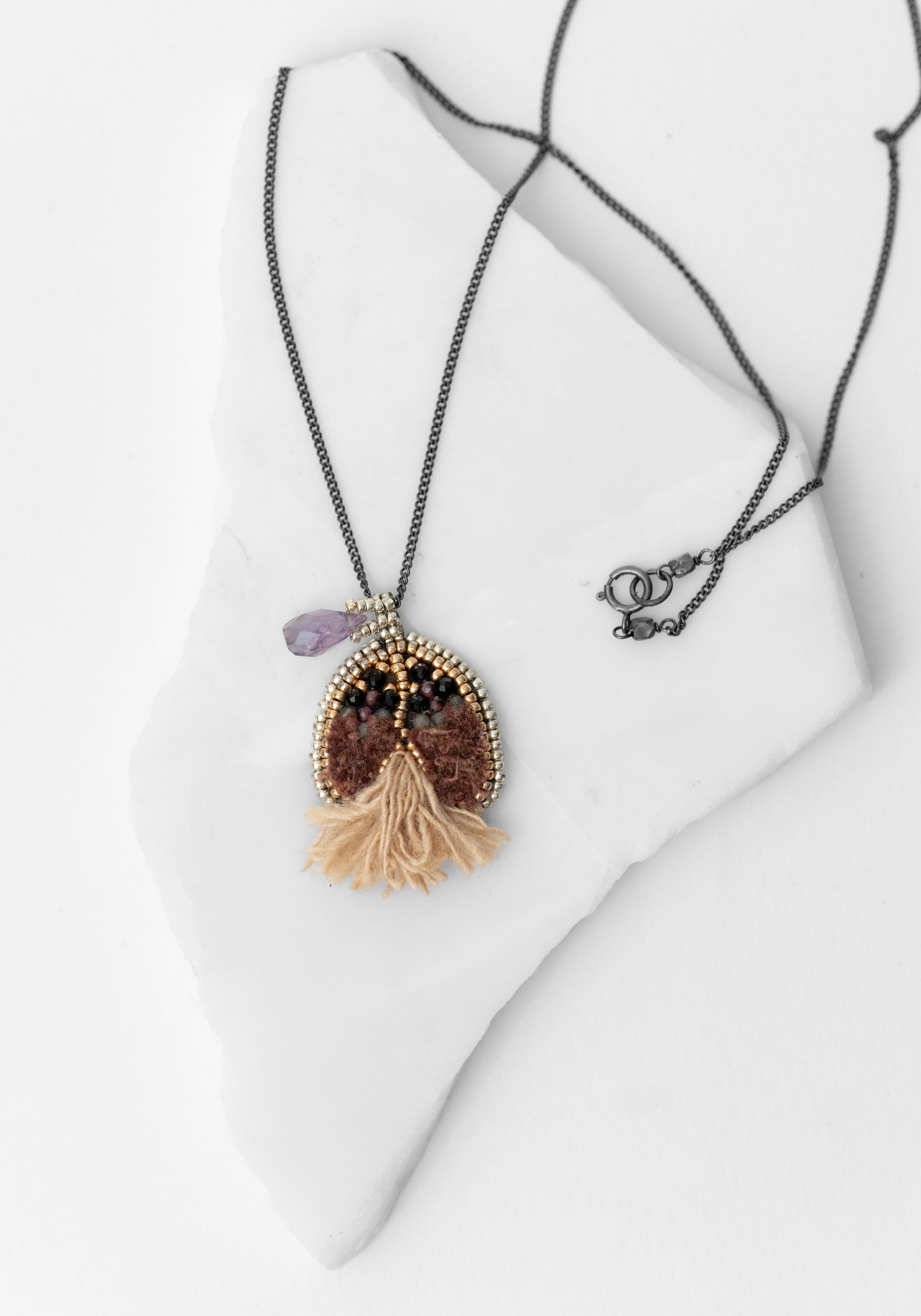 Ochre Beaded Fringe Necklace - December Thieves