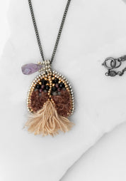 Ochre Beaded Fringe Necklace - December Thieves