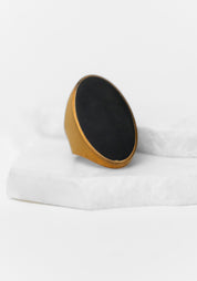 Gold Plated Enamel Detail Bold Oval Ring
