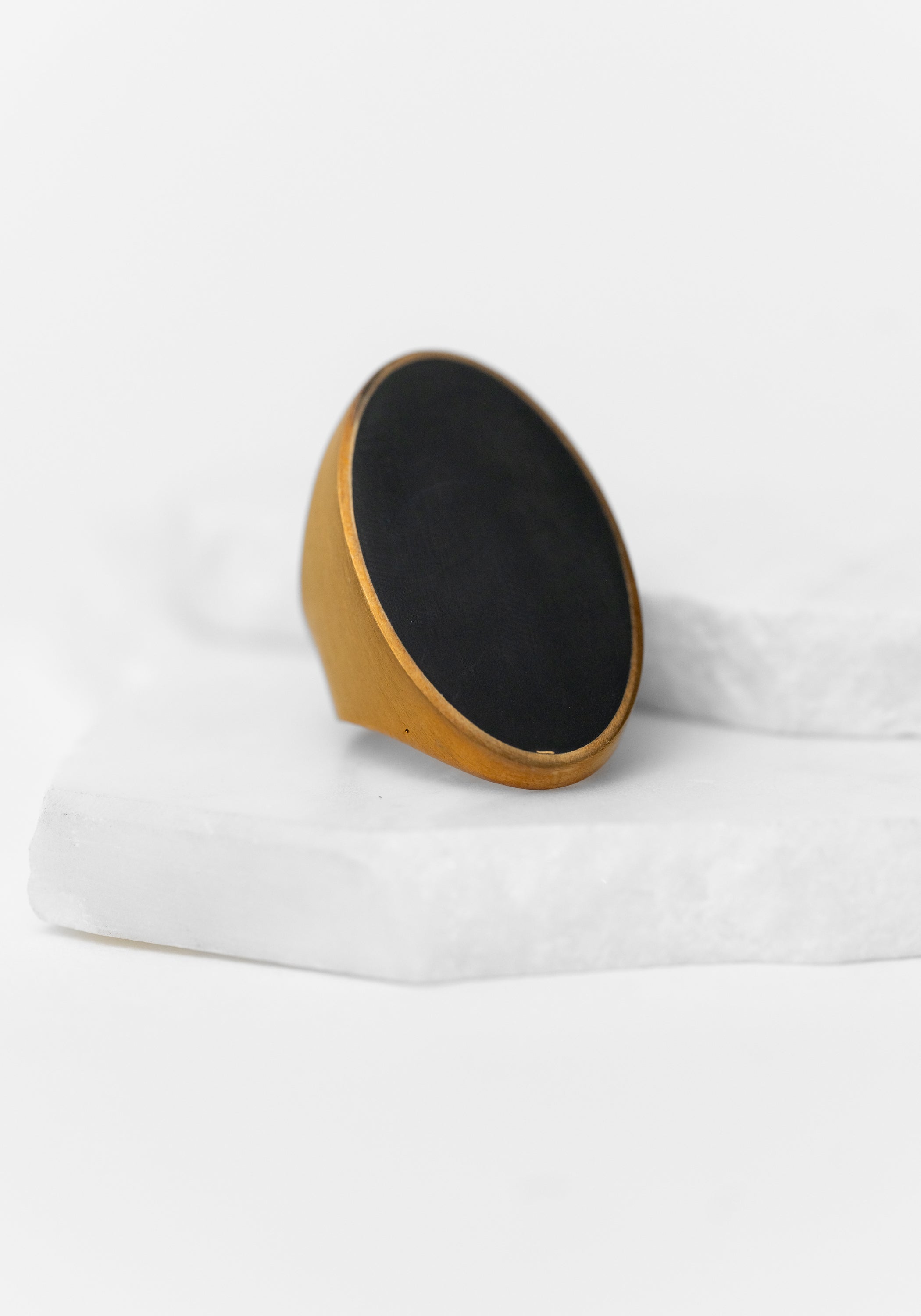 Gold Plated Enamel Detail Bold Oval Ring