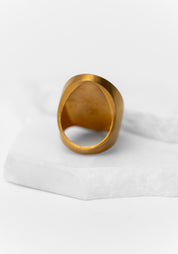 Gold Plated Enamel Detail Bold Oval Ring