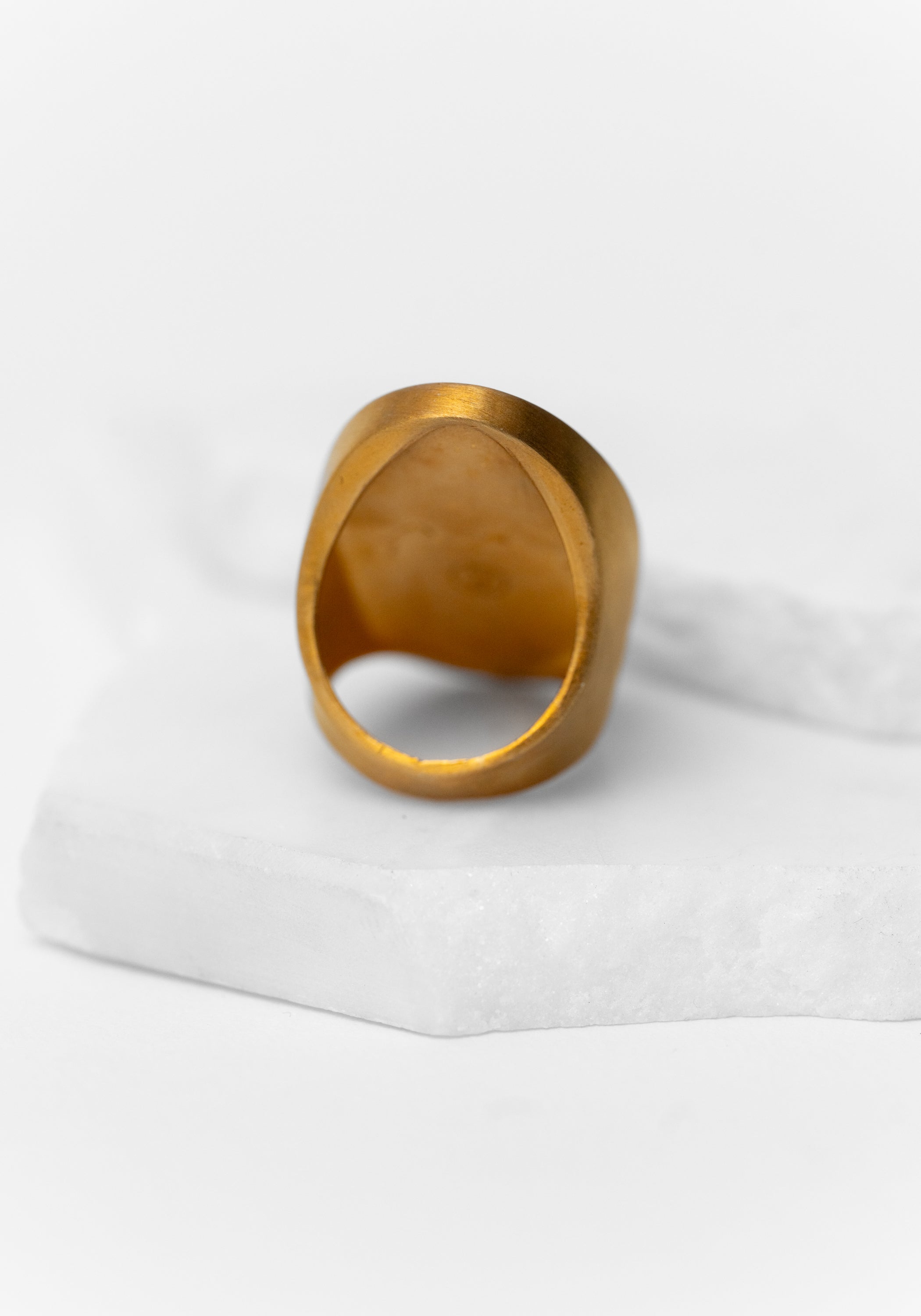 Gold Plated Enamel Detail Bold Oval Ring