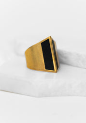 Gold Plated Enamel Detail Ridge Ring