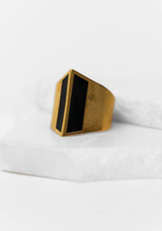 Gold Plated Enamel Detail Ridge Ring