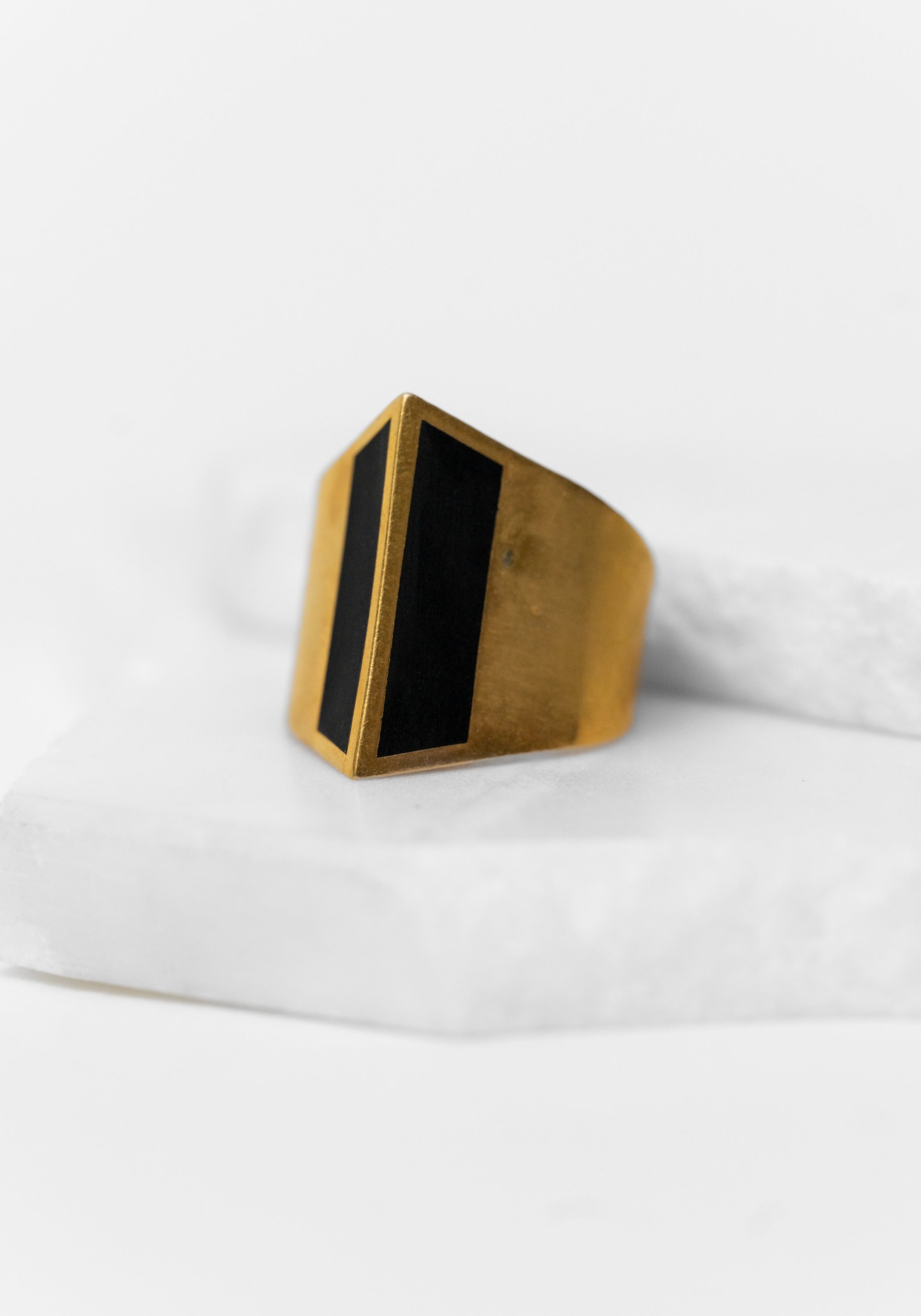 Gold Plated Enamel Detail Ridge Ring