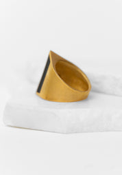 Gold Plated Enamel Detail Ridge Ring