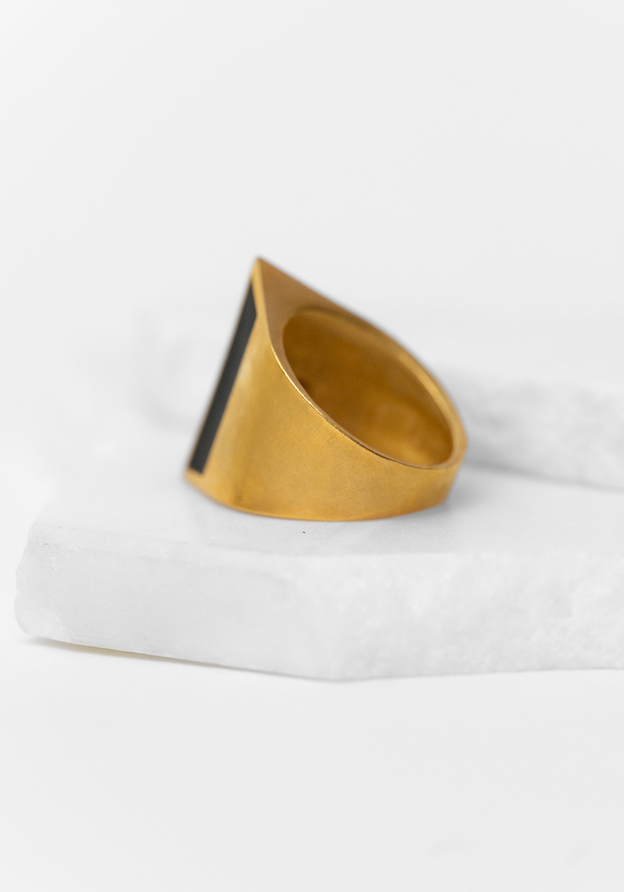 Gold Plated Enamel Detail Ridge Ring