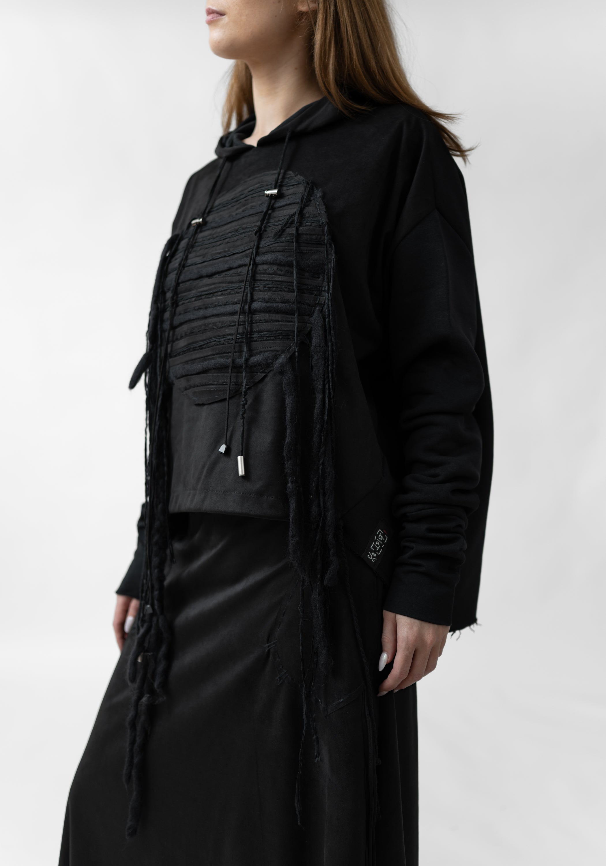 Hero Embroidered Cotton and Faux Suede Hoodie
