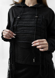 Hero Embroidered Cotton and Faux Suede Hoodie