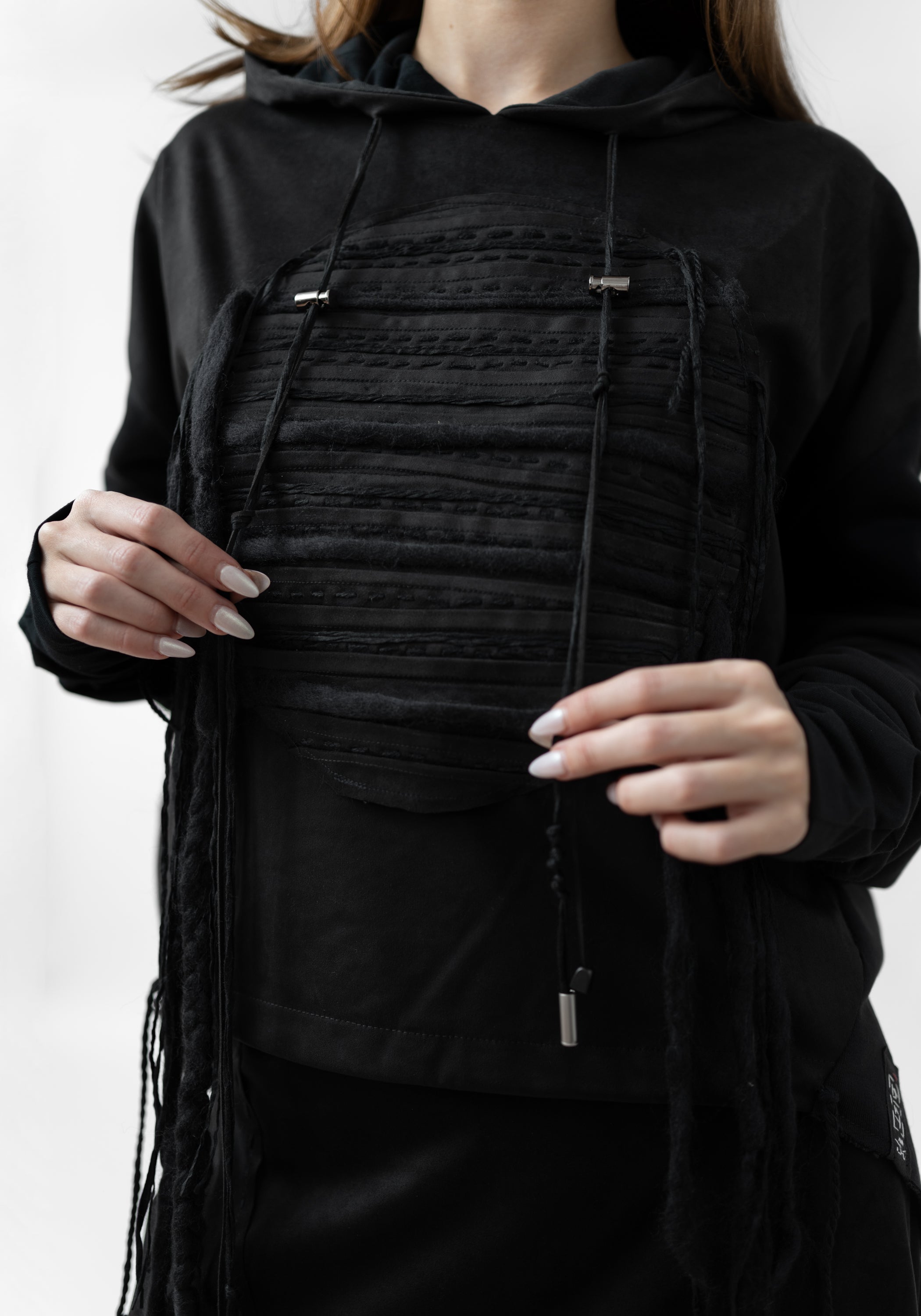 Hero Embroidered Cotton and Faux Suede Hoodie