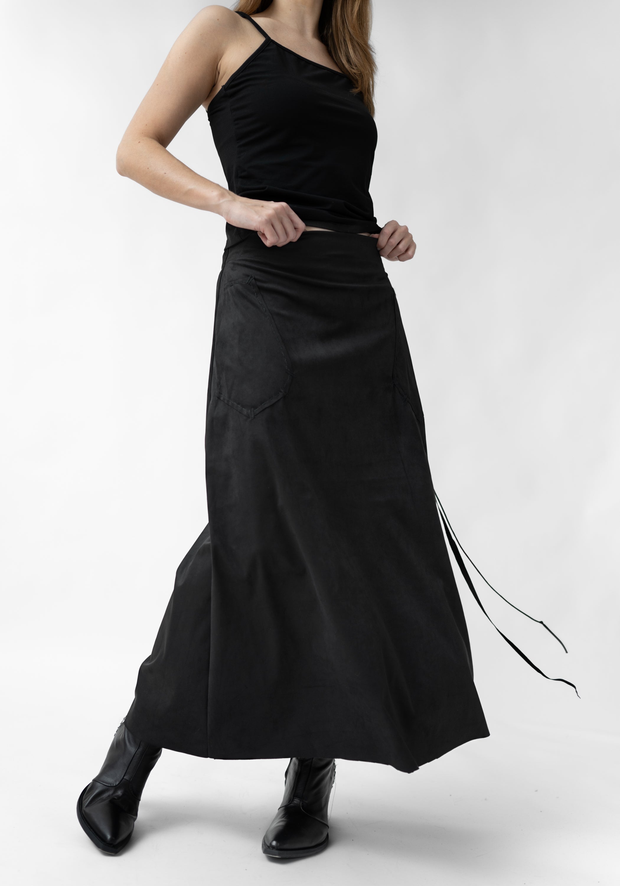Lucy Stitch Detail Faux Suede Skirt