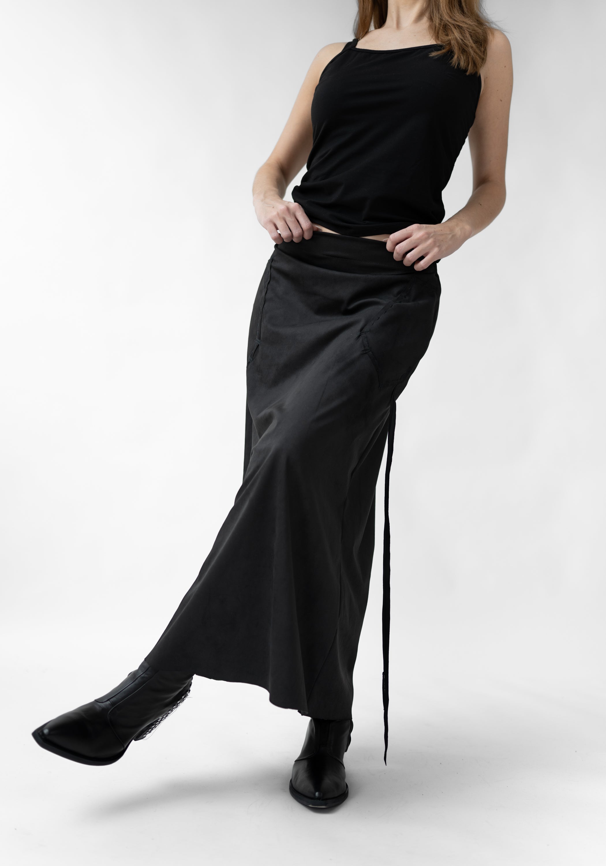 Lucy Stitch Detail Faux Suede Skirt