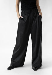 Toggle Detail Faux Suede Drop Seat Pants
